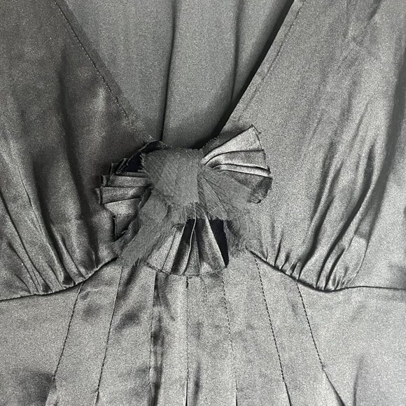 Rebecca Taylor Silk Blend V-Neck Empire‎ Waist Flutter Sleeve Blouse Black 10 - Picture 3 of 9